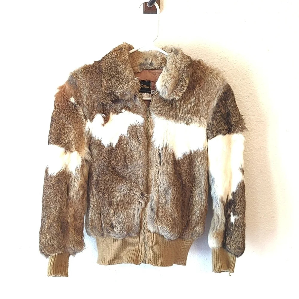 Vintage fox fur bomber cropped Italy jacket coat - Picture 2 of 8